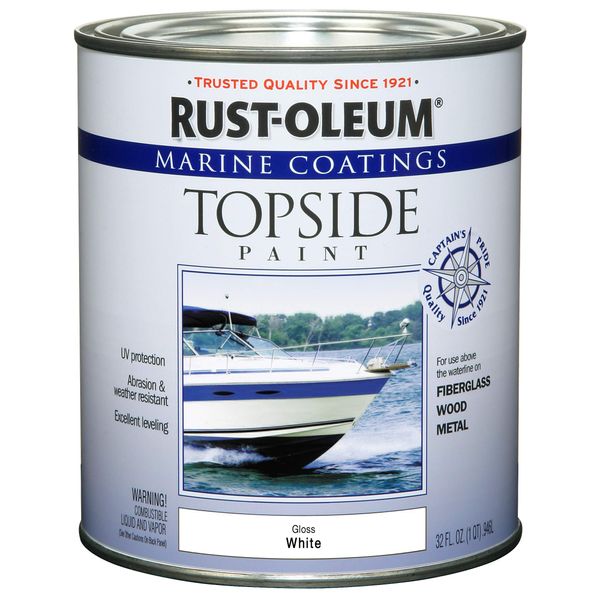 Rust-Oleum 206999 Marine Topside Paint, Gloss White, 1-Quart