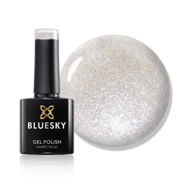 Bluesky Gel Nail Polish, Crystal Snowflake Sj28, Crystal, Silver Sparkle, Long Lasting, Chip Resistant, 10 ml (Requires Drying Under UV LED Lamp)