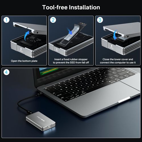 ACASIS 40Gbps M.2 NVMe SSD Enclosure, Tool Free Installation, TBU 401 for M1 M2 Pro/Max,Compatible with thunderbolt3/4,USB4/3.2/3.1/3.0/2.0, Support SSD Size 2280 B+M M-Key (TBU401)