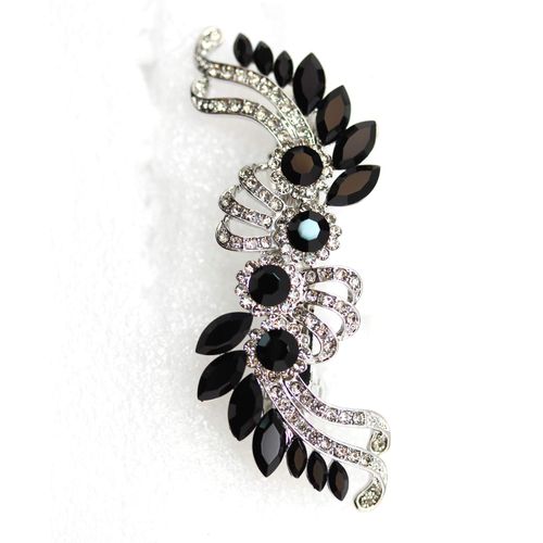 Faship Gorgeous Black Crystal Flower hair Barrette Clip