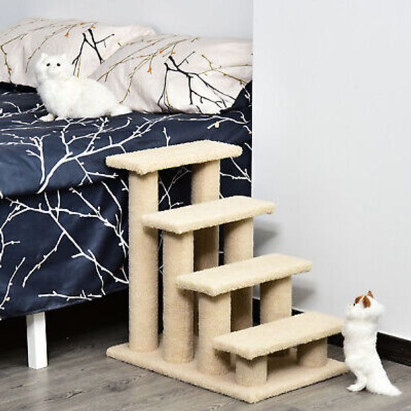 24'' Cat Tree 4-Step Stairway Perch Scratcher Pet Steps Stairs Dog Ramp Ladder