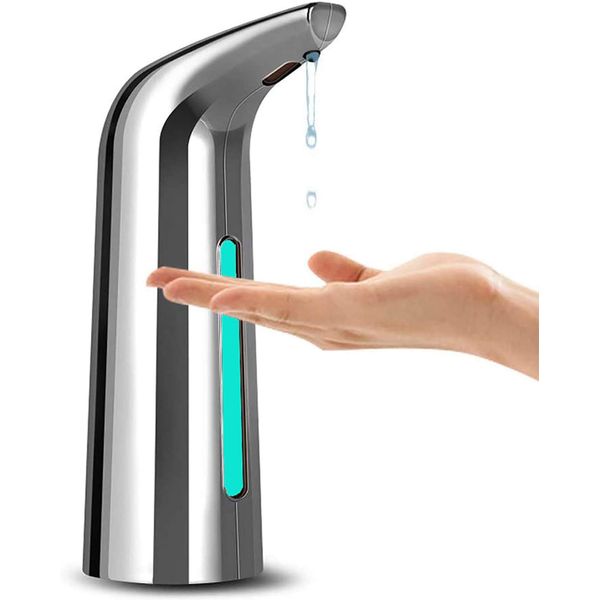 GULICA Automatic Soap Dispenser, Touchless Liquid Soap Dispenser for Kitchen, Bathroom, Hotel, School with Infrared Motion Sensor, Waterproof, Silver 400ml/13oz