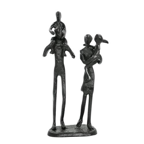 DreamsEden Rustic Family Figurines, Cast Iron Art Home Decoration Statue with Gift Card for Anniversary Birthday (Family of Four Carrying)