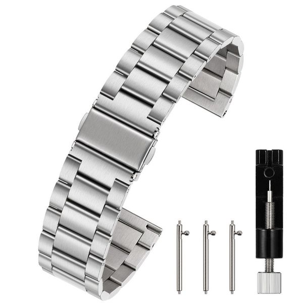 Berfine 22mm Quick Release Watch Strap,Premium Solid Stainless Steel Watch Band Replacement,Silver