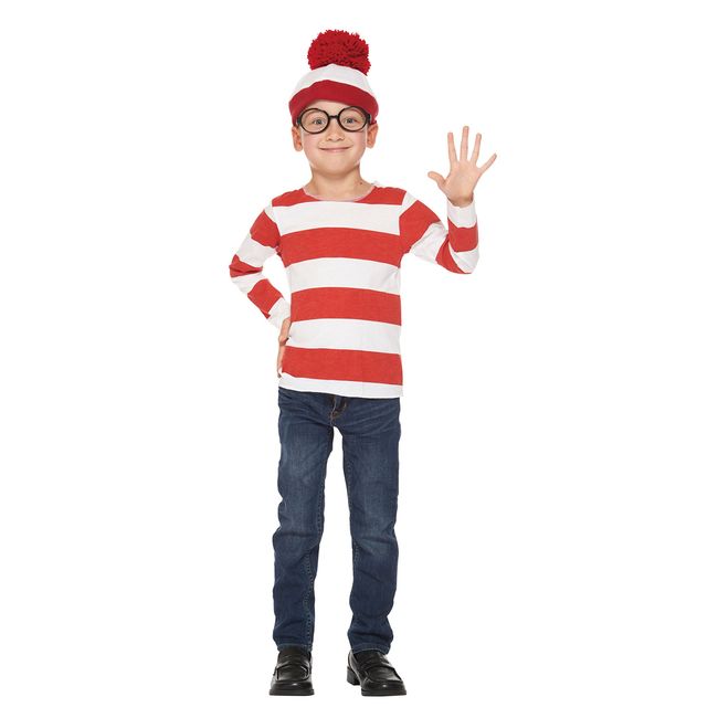 “Where’s Waldo” Kids’ Costume, Unisex, Suitable for Heights of 3 ft 3.4 inches - 3 ft 11.2 inches (100 - 120 cm)