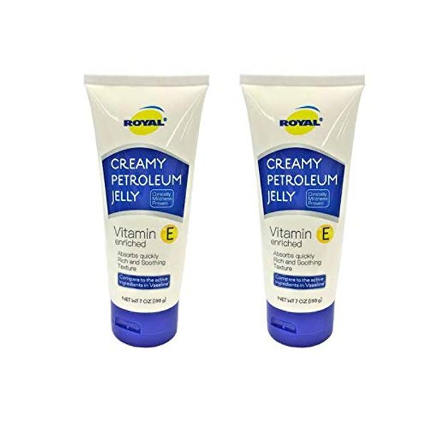 ROYAL Vitamin E Enriched Creamy Petroleum Jelly Skin Protectant Absorbs Quickly, Rich, Soothing Texture 7 Oz. (2 Pack)