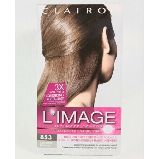 (3 pieces) Clairol L'Image 853 Light Brown Permanent Hair Color High Intensity