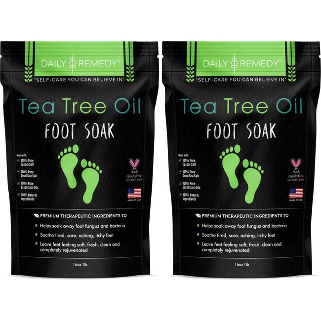 Tea Tree Oil Foot Soak with Epsom Salt for Toenail Fungus and Soothes Sore Tired