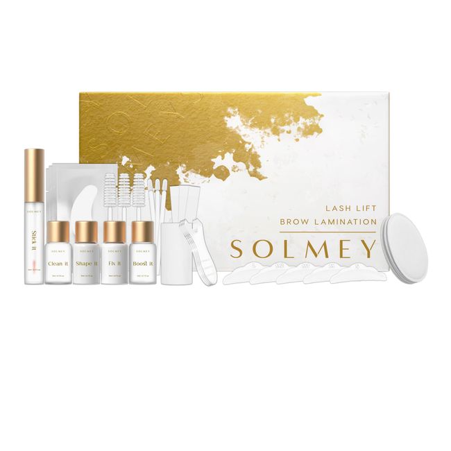 SOLMEY | 2-in-1 Lash Lift & Brow Lamination Kit | Professional Eyelash & Eyebrow Perm Set with Keratin, Collagen, Oats & Castor Oil | Salon Quality Results at Home - Up to 6-8 Weeks | Easy to use