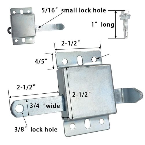 Garage Door Side Lock Inside Deadlock for Most Garage Door Galvanized Steel -2pack