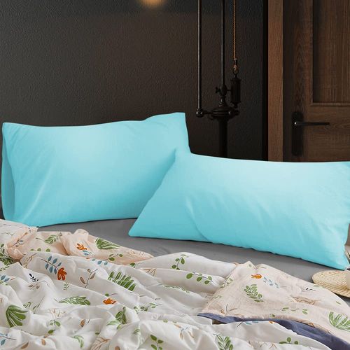 BEDSUM Microfiber King Pillowcases Set of 2, Soft Wrinkle Resistant and Easy Care Pillow Cases with Envelope Closure, 20x36 inches,Aqua