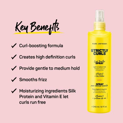 Marc Anthony Curly Hair Spray, Strictly Curls - Curl Booster Removes Frizz, Repels Humidity & Holds Bouncy Curls - Vitamin E & Hydrolyzed Silk Hairspray Add Bounce & Volume - 8.1 Fl Oz