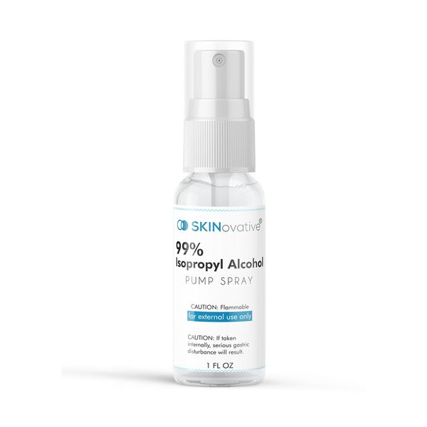 SKINovative 99% Isopropyl Alcohol Spray 1 Oz Derma Roller Sterilizer - Microneedling Cleaning and Sterilizing Solution - Kills Bacteria on Contact - Safer Micro Needling