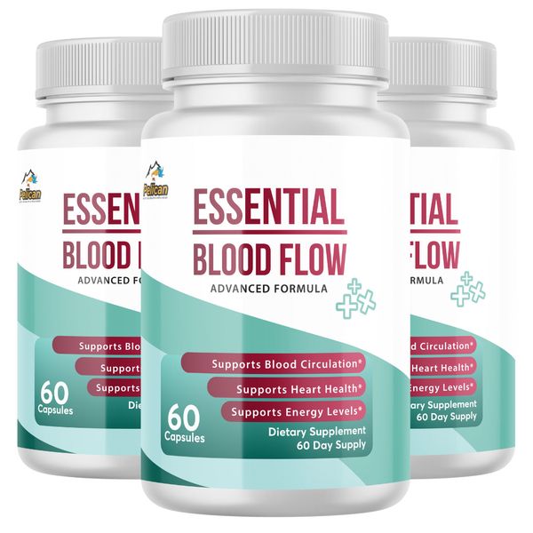 ESSENTIAL BLOOD FLOW- Blood Support- 3 Bottles- 180 Capsules