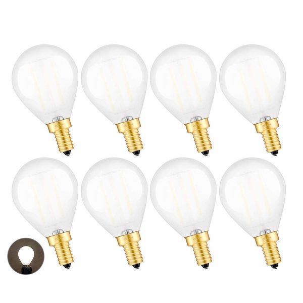 CRLight 2W LED Candelabra Bulb 4000K Daylight White 25W Equivalent 250LM Dimmable, E12 Base Tiny G14 Frosted Glass LED Globe Bulbs, Chandelier Ceiling Fan Bathroom Vanity Mirror Light Bulbs, 8 Pack