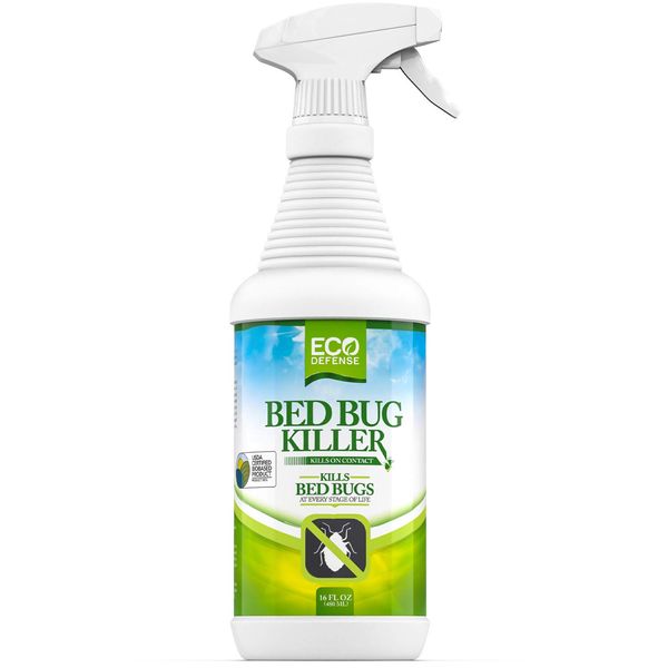 Eco Defense Bed Bug Killer - USDA Biobased, Bed Bug Spray & Dust Mite Spray - Natural Repellent Treatment - 16 oz