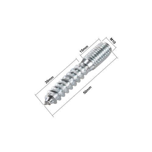 uxcell Hanger Bolts, Double Head Bolts, Self Tapping Screws, For Furniture, M10x50mm, 8 Pcs