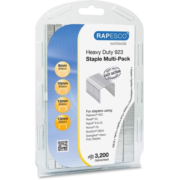 Rapesco Galvanised Staples, Heavy-Duty, AST PK, Silver 1246