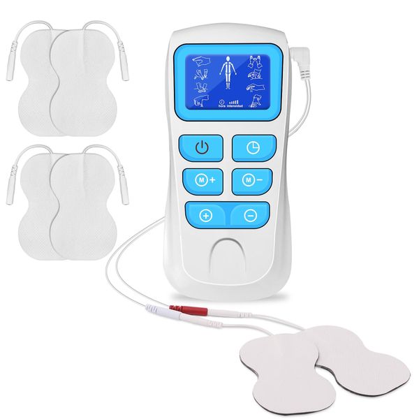 Auxoliev TENS Machine Muscle Stimulator, TENS Electrostimulator, Muscle Stimulator for Back, Arthritis and Back Pain Relief, 8 Modes, 4 Electrodes, 50 Intensity Levels-NO Rechargeable