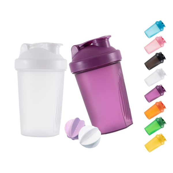 GAISHION Shaker Bottle Protein Shakes and 16-Ounce/400ML Shaker Bottle with Whisk Balls,Non-BPA plastic(Purple+White(2PCS))