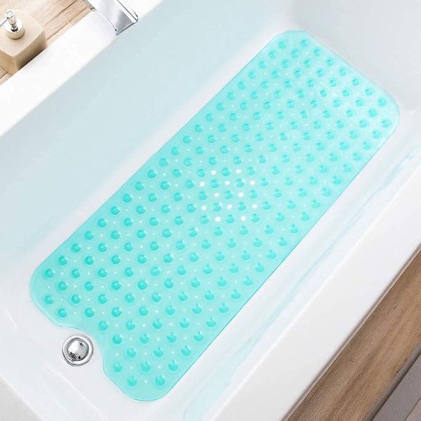 Gelrova Bath Mat, Anti-Slip, Bathroom Mat, Sites, Washing Place, Bathtub Mat, Anti-tip, Mildew, Odorless, 15.7 x 39.4 inches (40 x 100 cm), Transparent, Green