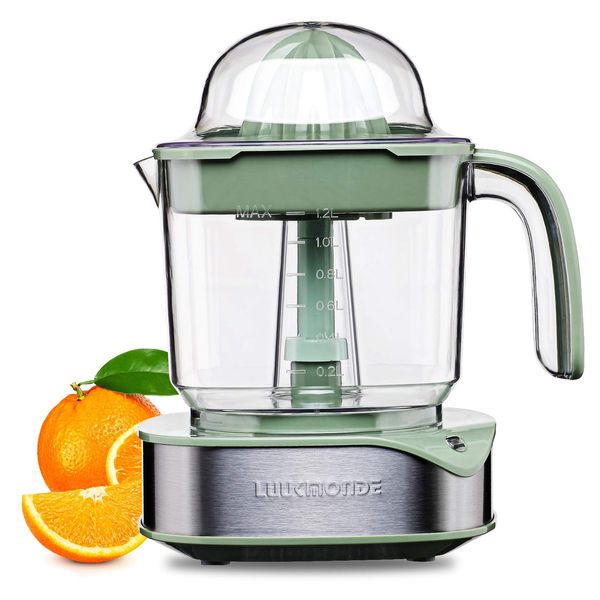 Electric Citrus Juicer 1.2L Large Volume - Orange Juicer with Powerful Motor and LED Working Lamp - Lemon Squeezer Electric for Orange Lemon Lime Grapefruit Green by LUUKMONDE