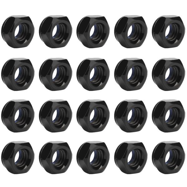 20 Pcs M4 Lock Nuts Stainless Steel Hexagon Nuts Threaded Insert Locking Nuts Black Hex Nuts for Bolts Screws Components
