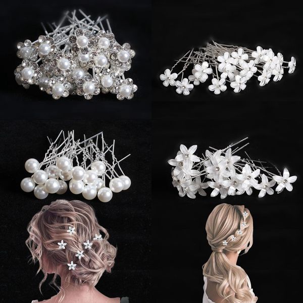 Dinghaole 20 Pcs Bridal Hair Pins, Pearl Hair Pins, Pearl Hair Pins Wedding Bridal Flower Pins, Crystal Pearl Hair Pins for Women Wedding, Accessories for Women Girls, Wedding, Ball