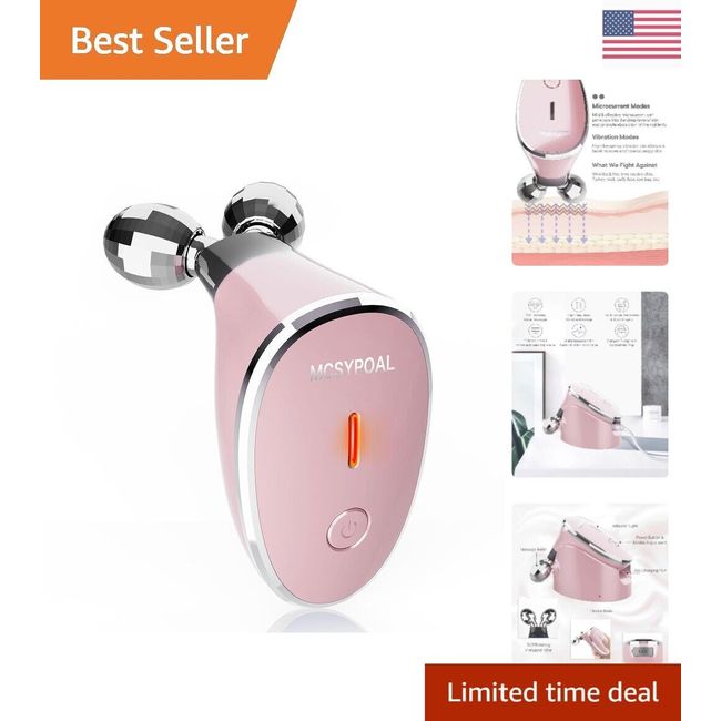 Premium 5-in-1 Microcurrent Facial Rejuvenation Roller Massager - Rose Gold