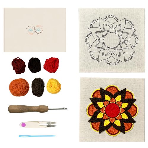 Complete Punch Needle Kit for Beginners & Adults – DIY Embroidery Punch Stitching Kit with Yarn, Canvas, and Tools – Perfect for Relaxation, Home Décor, Art, & Holiday Crafts