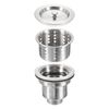 uxcell Sink Stopper, Drain Assembly, Kitchen Clog Prevention, Plug Strainer, Includes Filter Basket, For Washbasins, No Overflow, Silver
