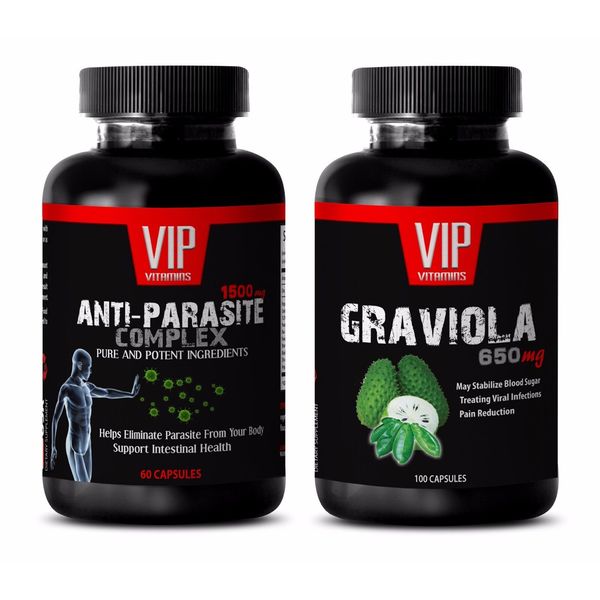 Candida yeast cleanse - ANTI PARASITE – GRAVIOLA COMBO - fruit extract 2 Bottles