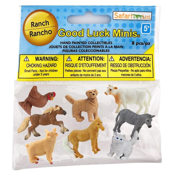 Safari Ltd. Good Luck Minis Ranch Fun Pack – 8 Mini Figurines or Ranch Animals – Educational Toy Figures for Kids Ages 5+