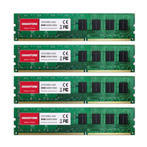 【メモリ DDR3】Gigastone デスクトップPC用 8GBx4枚 (32GB) DDR3-1600MHz PC3-12800 CL11 1.5V UDIMM 240 Pin Unbuffered Non-ECC Memory Module Ram Upgrade