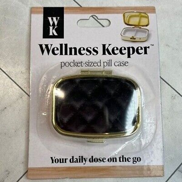 NWT Wellness Keeper Women's Pocket-Sized Pill Case (Black Colored Box-Shape)