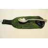 Dragonfly Embossed Moss Green Wine Bottle UpCycled as Cheese Platter Serving Tray