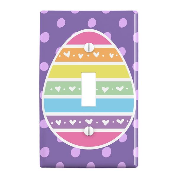 Cute Rainbow Happy Easter Egg Plastic Wall Decor Toggle Light Switch Plate Cover
