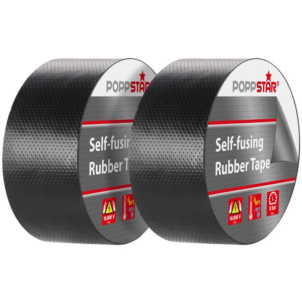 Poppstar Insulation Tape Natural Rubber, black, 1008994