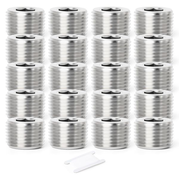 TAISHER 20PCS 304 Stainless Steel Internal Hex Thread Socket Pipe Plug Fitting 3/8" NPT Male