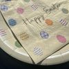 eBoutik - Large Easter Party Tableware Set Bundle - Easter Egg Themed Tableware Spring Decoration Theme, 10 Plates, 10 Cups, 15 Napkins with Bunting
