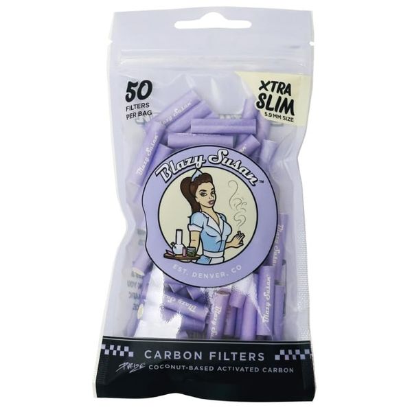 Purple Activated Carbon Filter Tips Xtra Slim 50ct Bag