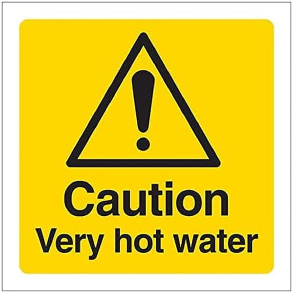 V Safety Warning Temperature- Caution Very Hot Water - 100 X 100mm