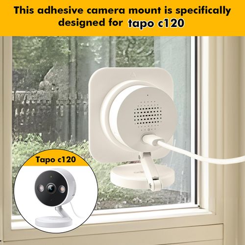 2 Pack Security Camera Window Mount Compatible with Tapo C120, No Drill No Screws Installation Required, Anti-Theft Strong Adhesive Tape Holder for Home Security