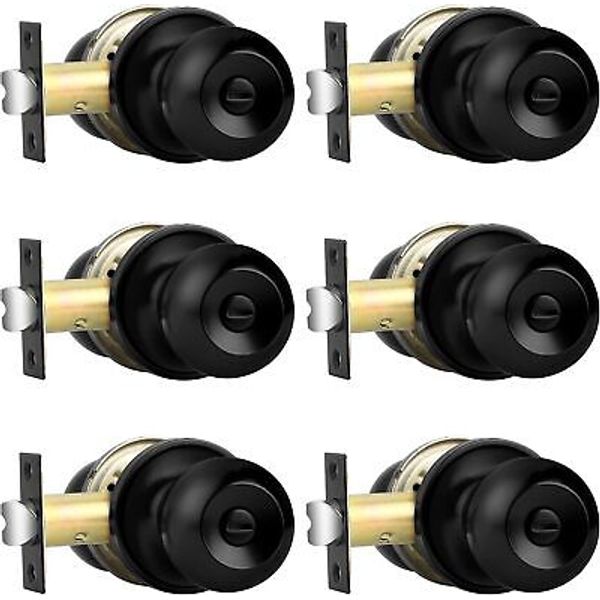 Probrico Ball Privacy Interior Door Knobs Bedroom and Bathroom 6 Pack, Black