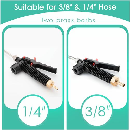 Pump Sprayer Wand,Adjustable Universal Sprayer Wand with 3/8" Brass Barb, Stainless Steel Replacement Sprayer Wand with Shut off Valve (1/4" & 3/8" Barbs Sprayer Wand)