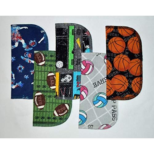 2 Ply Printed Flannel 8x8 Inches Little Wipes Set of 5 Sports Loving Fans