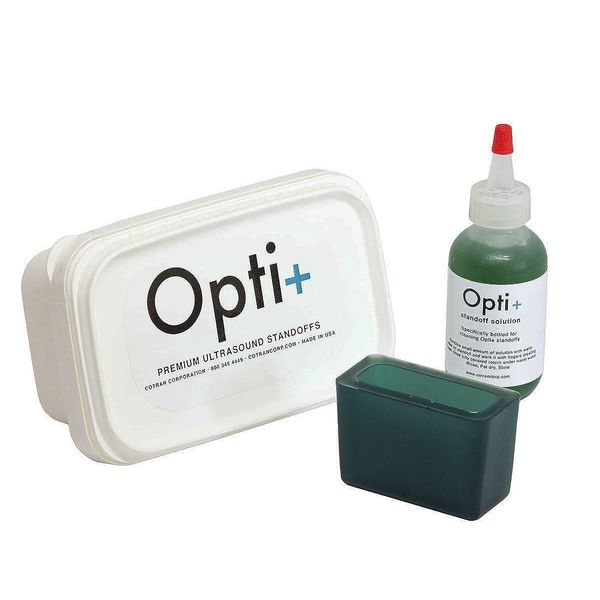 Opti+ Ultrasound Probe Standoff Kit, Cleaning Solution, High Clarity Standoff, Case