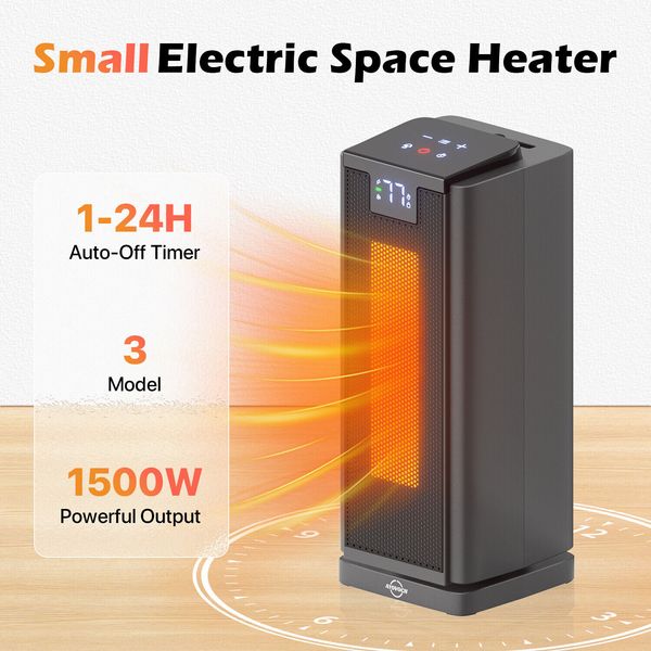 Ceramic Heater 1500W Portable Electric Space Heater with Fan for Large Room