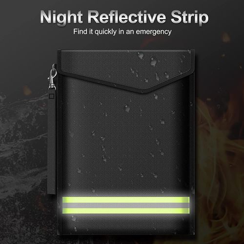 ImnBest Pack of 3 Fireproof and Waterproof Bag, Fireproof Wallet Briefcase for A4 Document Bag, Passport Money Valuables. (Black)