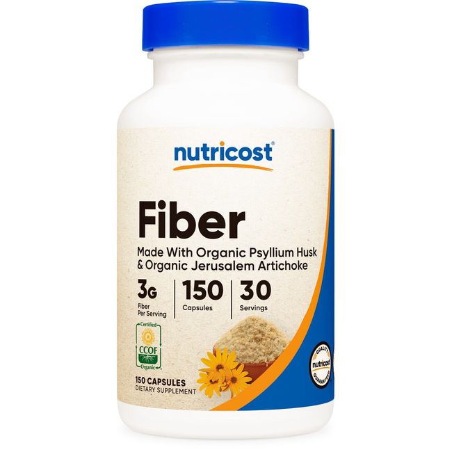 Nutricost Fiber Capsules with Prebiotic Fiber Supplement, 150 Capsules